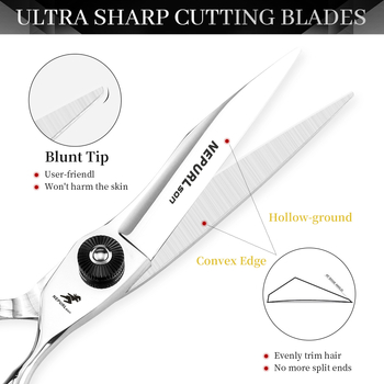 Nepurlson ψαλίδι κομμωτικής με σπαθώδη λεπίδα διπλής όψεως, 8H σκληρότητα