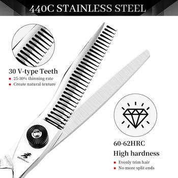 Nepurlson ψαλίδι κομμωτικής με σπαθώδη λεπίδα διπλής όψεως, 8H σκληρότητα