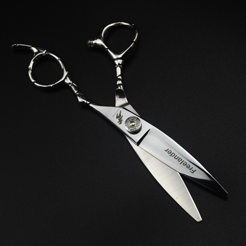 Freelander ψαλίδια κομμωτικής Gemstone με λαβή σε μοτίβο κροκοδειλίου και λεπίδα σε σχήμα φύλλου ιτιάς – ευθεία κοπή