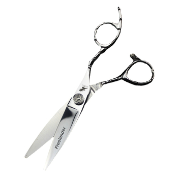 Freelander ψαλίδια κομμωτικής Gemstone με λαβή σε μοτίβο κροκοδειλίου και λεπίδα σε σχήμα φύλλου ιτιάς – ευθεία κοπή