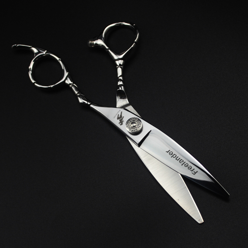 Freelander ψαλίδια κομμωτικής Gemstone με λαβή σε μοτίβο κροκοδειλίου και λεπίδα σε σχήμα φύλλου ιτιάς – ευθεία κοπή