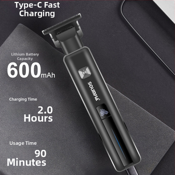 Elektriskais matu griezējs frizieru salonam, nerūsējošā tērauda asmens, iekšēja 500–800 mAh baterija, darbības laiks 0–1 st, ūdensizturīgs, noņemama un mazgājama asmens galva.