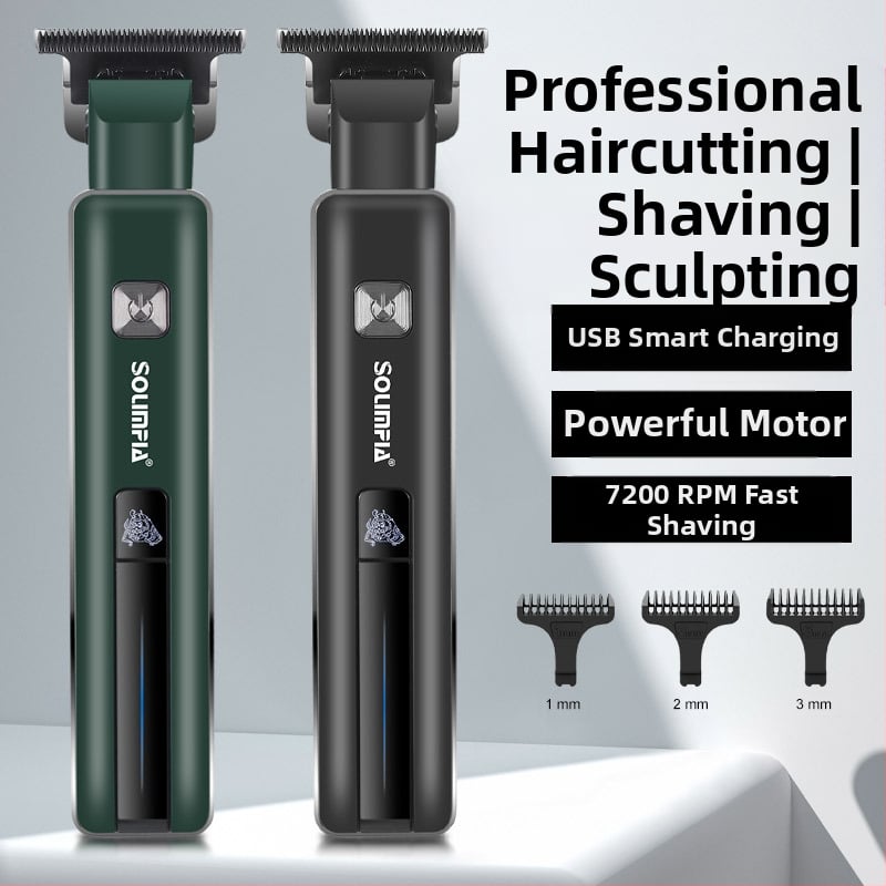 Elektriskais matu griezējs frizieru salonam, nerūsējošā tērauda asmens, iekšēja 500–800 mAh baterija, darbības laiks 0–1 st, ūdensizturīgs, noņemama un mazgājama asmens galva.