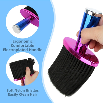 Βούρτσα αυχένα με μαλακές ίνες και ηλεκτροπλατιωμένο φινίρισμα για κομμωτική