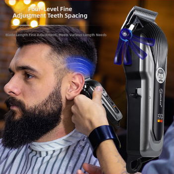 Frizieru matu griezējs – uzlādešanas, iebūvēta 500–800 mAh baterija, četkve motors, nerūsējošā tērauda asmeņi, noņemama un mazgājama griešanas galviņa