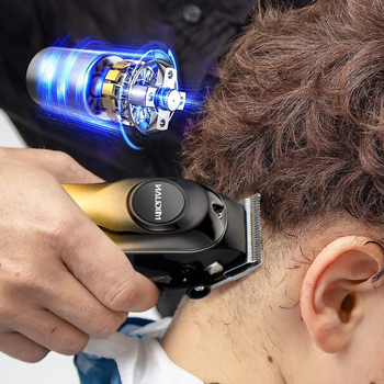 Matu griezējs ar iebūvētu litija bateriju, nerūsējoša tērauda lāpstiņas, trokšņa diapazons 46–70 dB, baterijas ietilpība 800–1000 mAh