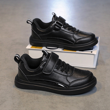 Bērnu ādas sneakers ar zemāku augšdaļu, ādas augšējā daļa, nodilumizturīga zole, ūdensnecaurlaidīgas un neslīdošas.