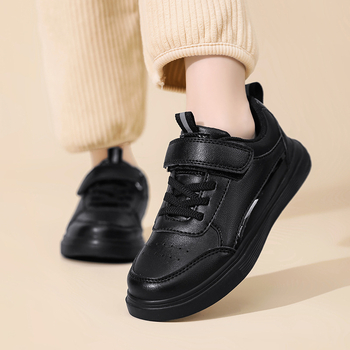 Bērnu ādas sneakers ar zemāku augšdaļu, ādas augšējā daļa, nodilumizturīga zole, ūdensnecaurlaidīgas un neslīdošas.