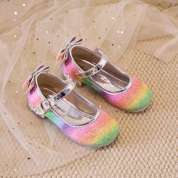 Vaikų odiniai bateliai su blizgučiais, Korėjos princesės stilius, šokių bateliai su Velcro užsegimu, žemas kulkšnies lygis, pavasaris-ruduo