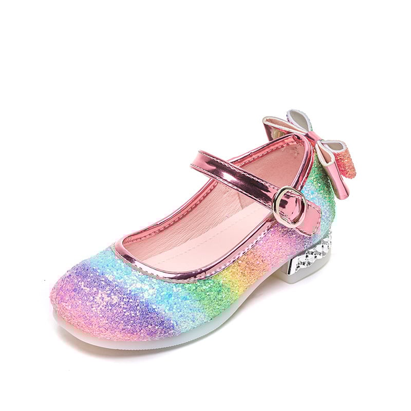 Vaikų odiniai bateliai su blizgučiais, Korėjos princesės stilius, šokių bateliai su Velcro užsegimu, žemas kulkšnies lygis, pavasaris-ruduo