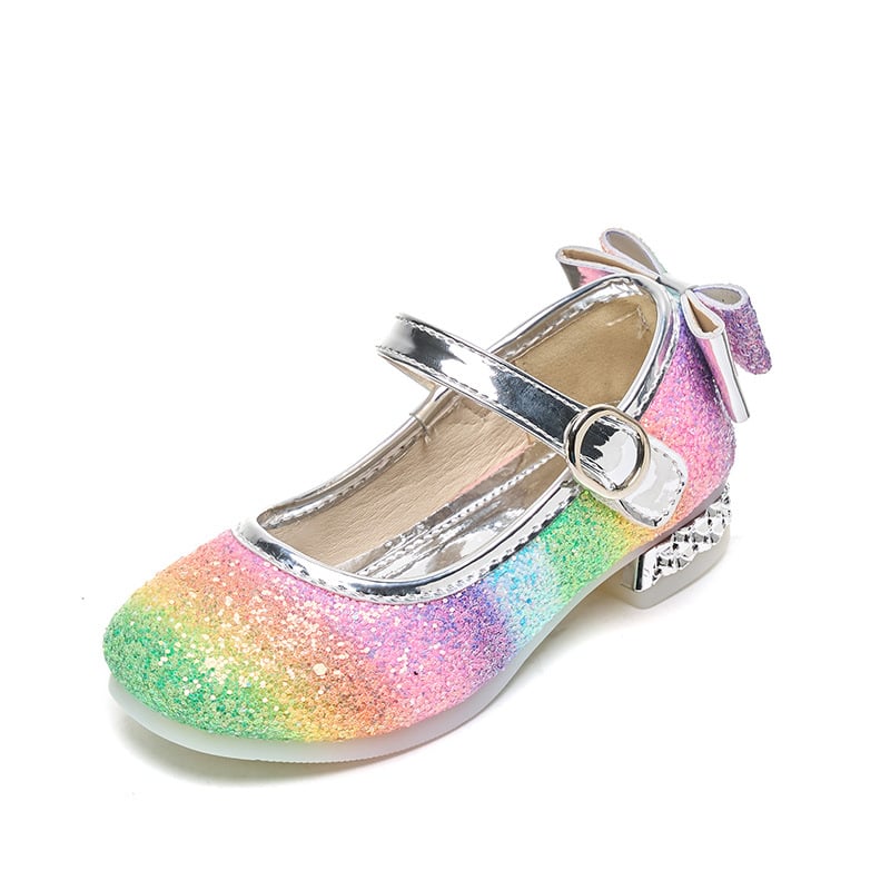 Vaikų odiniai bateliai su blizgučiais, Korėjos princesės stilius, šokių bateliai su Velcro užsegimu, žemas kulkšnies lygis, pavasaris-ruduo