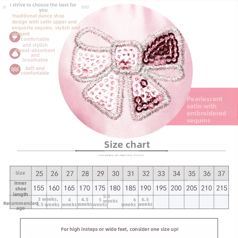 Detské baletné topánky Iron Arrow, horná časť: satén, podrážka z hovädzej kože, bežná hrúbka