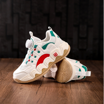 Ανδρικά-γυναικεία παπούτσια τύπου Dad με κλείσιμο με περιστρεφόμενο κουμπί, αναπνεύσιμο επάνω μέρος από συνθετικό δέρμα, σόλα EVA, ριγέ μοτίβο, για ηλικίες 7–16 ετών