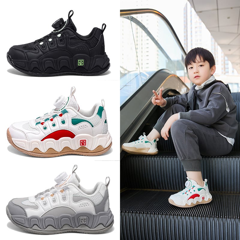 Unisex tenisice tip Dad Shoes s okretanjem gumba za zatvaranje, prozračni gornji dio od sintetičke kože, EVA đon, prugasti uzorak, za uzrast 7–16 godina