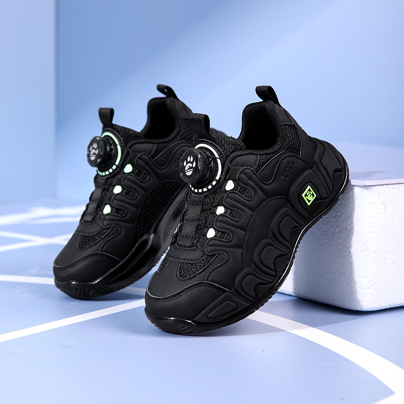 Unisex tenisice tip Dad Shoes s okretanjem gumba za zatvaranje, prozračni gornji dio od sintetičke kože, EVA đon, prugasti uzorak, za uzrast 7–16 godina