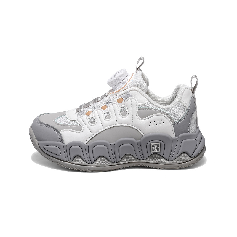Unisex tenisice tip Dad Shoes s okretanjem gumba za zatvaranje, prozračni gornji dio od sintetičke kože, EVA đon, prugasti uzorak, za uzrast 7–16 godina
