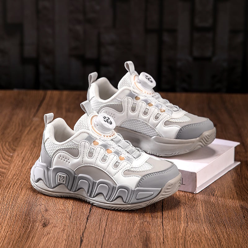 Unisex tenisice tip Dad Shoes s okretanjem gumba za zatvaranje, prozračni gornji dio od sintetičke kože, EVA đon, prugasti uzorak, za uzrast 7–16 godina