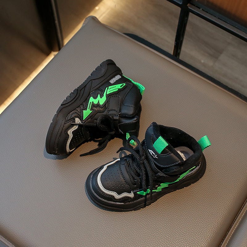 Dječje tenisice za trčanje s gornjim dijelom od umjetne kože, flis podstava, debela gumena potplata, chunky dad shoes stil, jesen-zima 2023