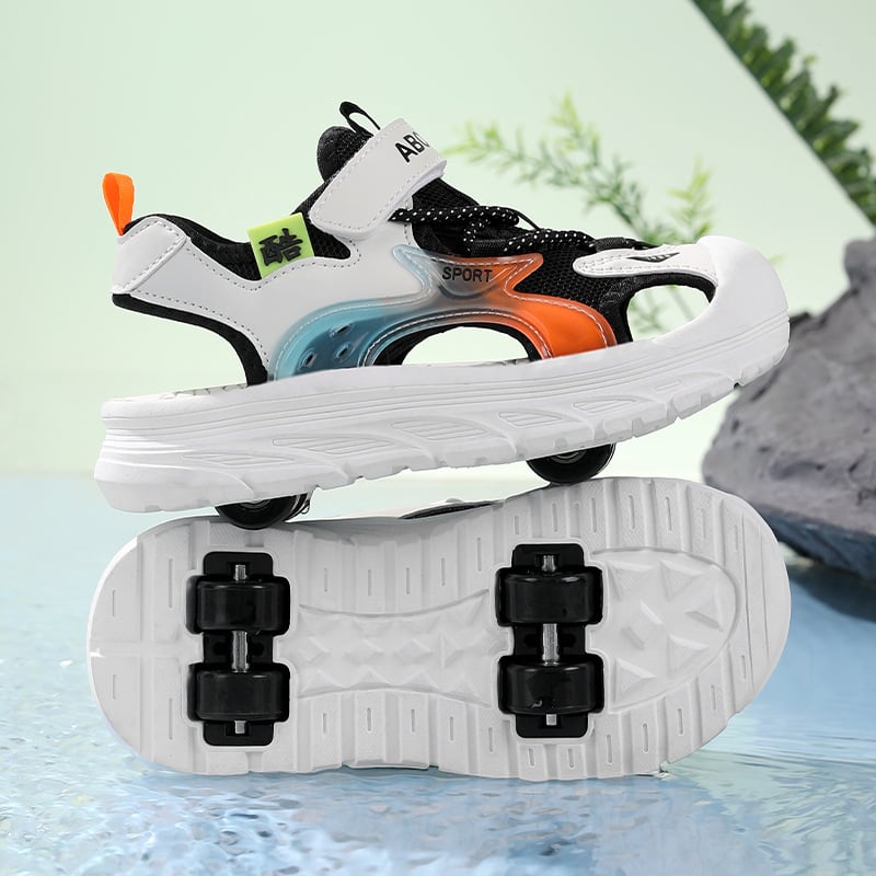 Bērnu Heelys stila kurpes ar četrām riepām, mīksta zole, PU riepām