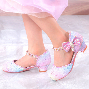 Mergaitėms vakarėliams aukštakulniai, princesės stiliaus blizgučiai su sagtimi, viršutinė medžiaga Greite, vidpadis PU, padas guma, 4–12 metų, pavasaris 2024