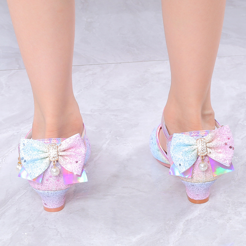 Mergaitėms vakarėliams aukštakulniai, princesės stiliaus blizgučiai su sagtimi, viršutinė medžiaga Greite, vidpadis PU, padas guma, 4–12 metų, pavasaris 2024