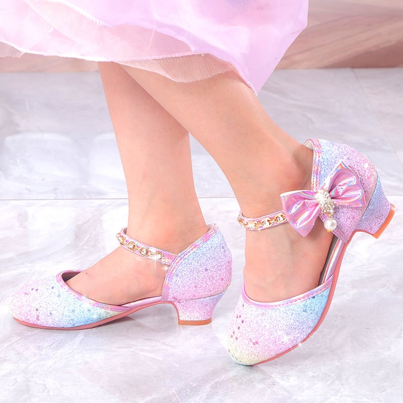 Mergaitėms vakarėliams aukštakulniai, princesės stiliaus blizgučiai su sagtimi, viršutinė medžiaga Greite, vidpadis PU, padas guma, 4–12 metų, pavasaris 2024