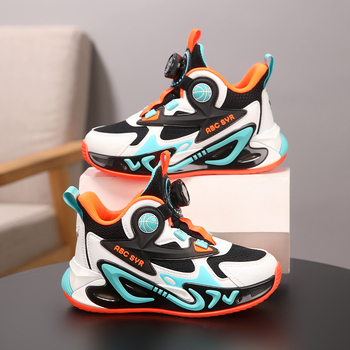 Αγόρια παπούτσια μπάσκετ, άνω μέρος από δίχτυ, διαπνοή και ελαφριά, σχέδιο ρίγες, MD σόλα