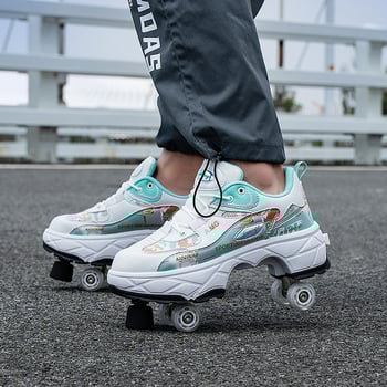 Ruochiu universālas Heelys kurpes bērniem ar izņemamu četru ratu dizainu, TPU riteņi, dubultās rindas