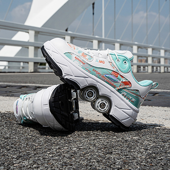 Ruochiu universālas Heelys kurpes bērniem ar izņemamu četru ratu dizainu, TPU riteņi, dubultās rindas