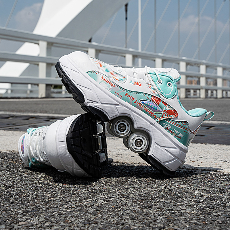 Ruochiu universālas Heelys kurpes bērniem ar izņemamu četru ratu dizainu, TPU riteņi, dubultās rindas