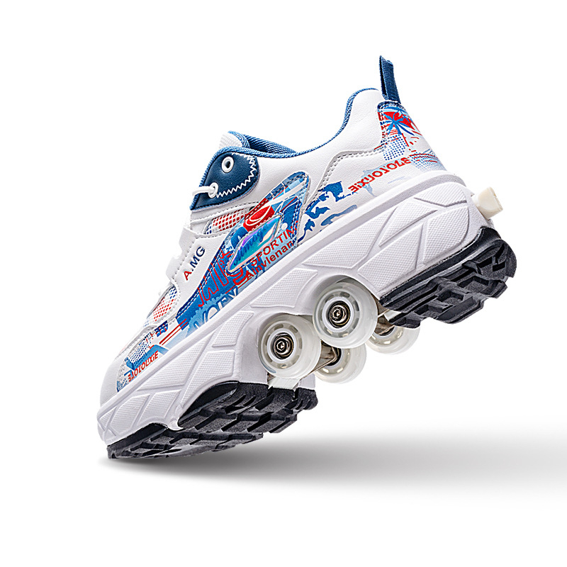 Ruochiu universālas Heelys kurpes bērniem ar izņemamu četru ratu dizainu, TPU riteņi, dubultās rindas