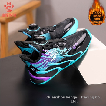 Παιδικά χειμερινά αθλητικά παπούτσια για αγόρια από τεχνητό δέρμα, αδιάβρονα, αντιολισθητικά, φλις επένδυση, σόλα EVA