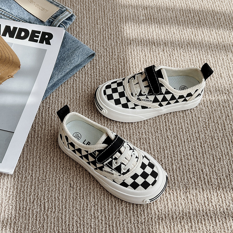 Vaikiški kanvasiniai bateliai su Velcro, gumos padas, korėjietiškas stilius, ruduo 2025