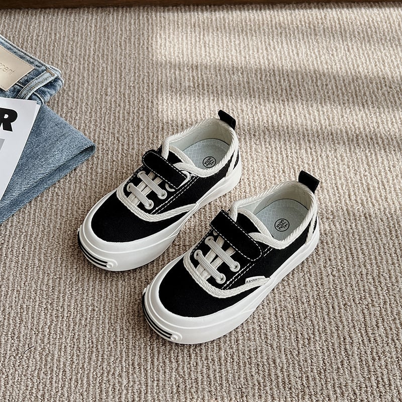 Vaikiški kanvasiniai bateliai su Velcro, gumos padas, korėjietiškas stilius, ruduo 2025