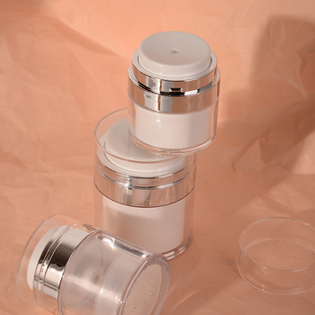 Akrilinis vakuuminis kremas buteliukas su siurbtuku, injekcijos liejimo gamybos, elektroplatinavimo paviršius, kosmetinė pakuotė