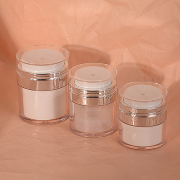 Akrilinis vakuuminis kremas buteliukas su siurbtuku, injekcijos liejimo gamybos, elektroplatinavimo paviršius, kosmetinė pakuotė