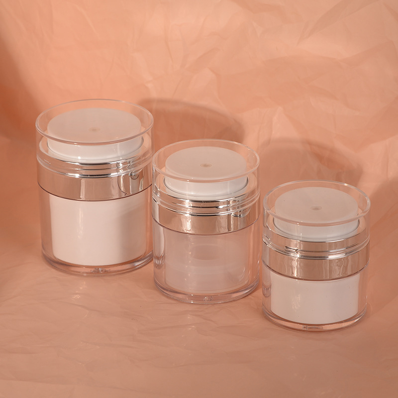 Akrilinis vakuuminis kremas buteliukas su siurbtuku, injekcijos liejimo gamybos, elektroplatinavimo paviršius, kosmetinė pakuotė