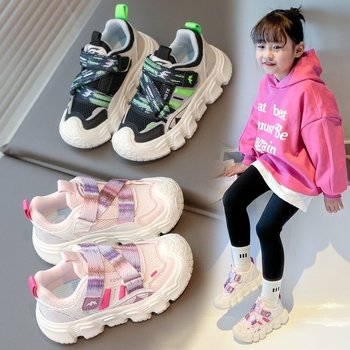 Детски обувки в стил Dad Shoes – дишащ горен PU+мрежа, закопчаване с лепенка Velcro, противохлъзгаща гумена подметка, за деца 4–16 години, пролет и есен