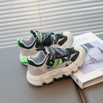 Детски обувки в стил Dad Shoes – дишащ горен PU+мрежа, закопчаване с лепенка Velcro, противохлъзгаща гумена подметка, за деца 4–16 години, пролет и есен