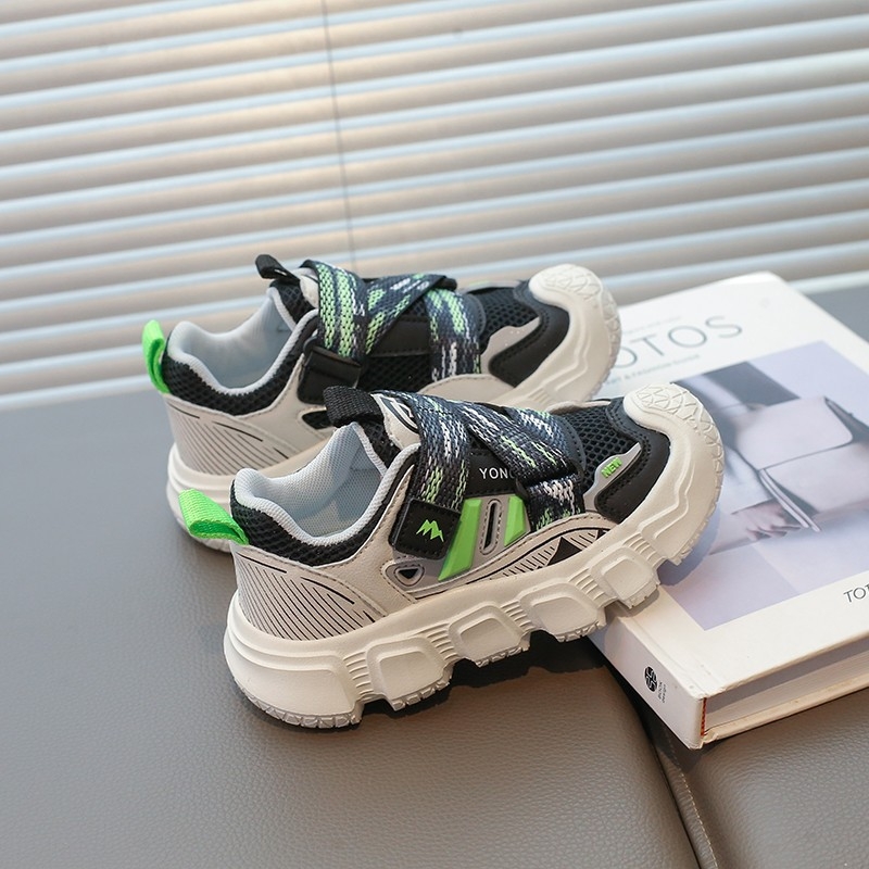 Детски обувки в стил Dad Shoes – дишащ горен PU+мрежа, закопчаване с лепенка Velcro, противохлъзгаща гумена подметка, за деца 4–16 години, пролет и есен