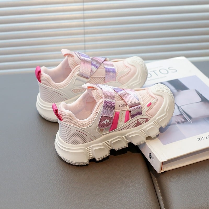 Детски обувки в стил Dad Shoes – дишащ горен PU+мрежа, закопчаване с лепенка Velcro, противохлъзгаща гумена подметка, за деца 4–16 години, пролет и есен