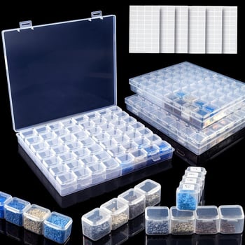 Prozirna prijenosna kutija za pohranu perli i nakita, plast PP, model AC0009, otporna na prašinu, 56 pretinaca