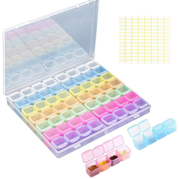 Διαφανές φορητό κουτί αποθήκευσης για χάντρες και κοσμήματα, πλαστικό PP, μοντέλο AC0009, ανθεκτικό στη σκόνη, 56 διαμερίσματα