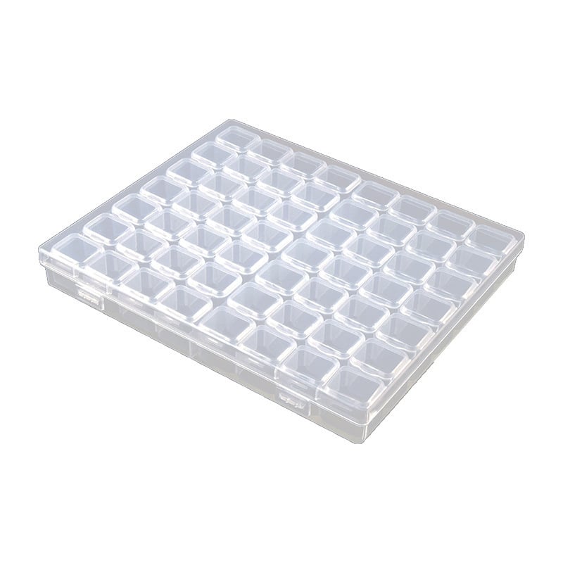 Prozirna prijenosna kutija za pohranu perli i nakita, plast PP, model AC0009, otporna na prašinu, 56 pretinaca