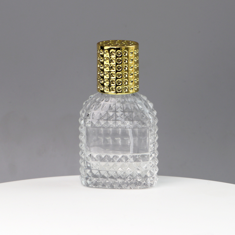 Kosmetinės stiklo buteliukas BY-001 su dangteliu ir purkštuvu, pūtimo proceso gamyba, pritaikomas apdorojimas, prekinis ženklas Ze Yi