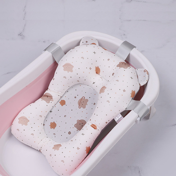 Kūdikio vonios kilimėlis su rėminiu tinklu; medžiaga: keturių krypčių elastinis audinys + tinklas + poliesterio užpildas + PE kabliukas; tinka sėdėjimui ir gulėjimui