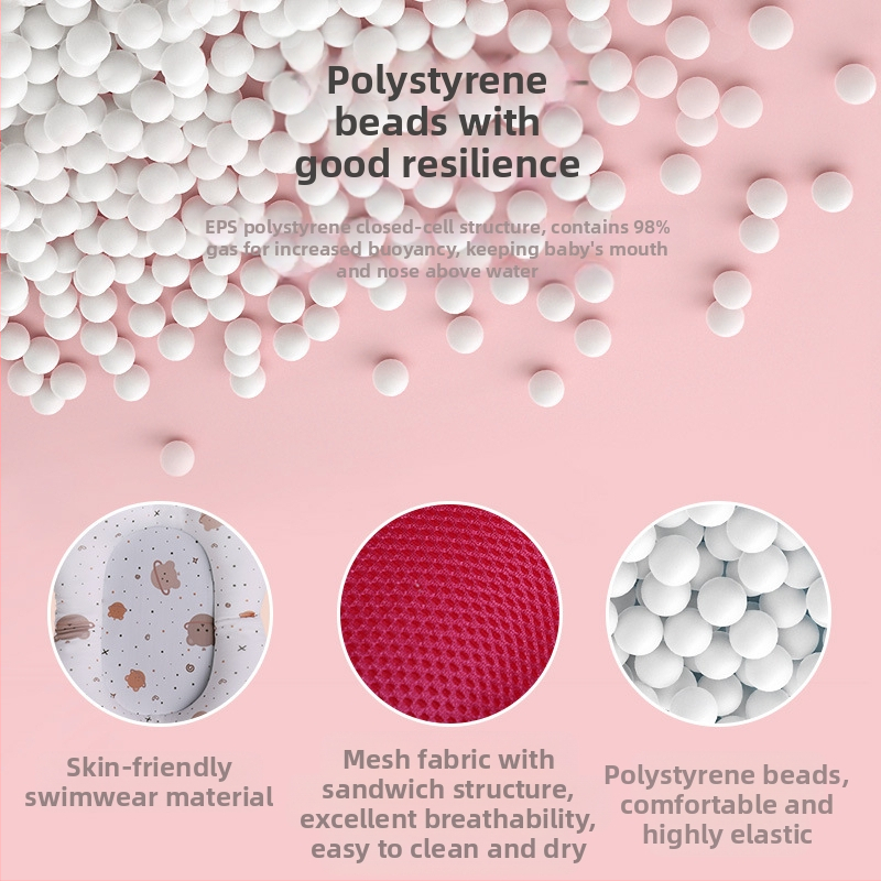 Бебешка подложка за къпане с рамкова мрежа; материал: еластична тъкан с четири посоки + мрежа + пълнеж от полиестер + ПЕ кука; подходяща за сядане и лягане