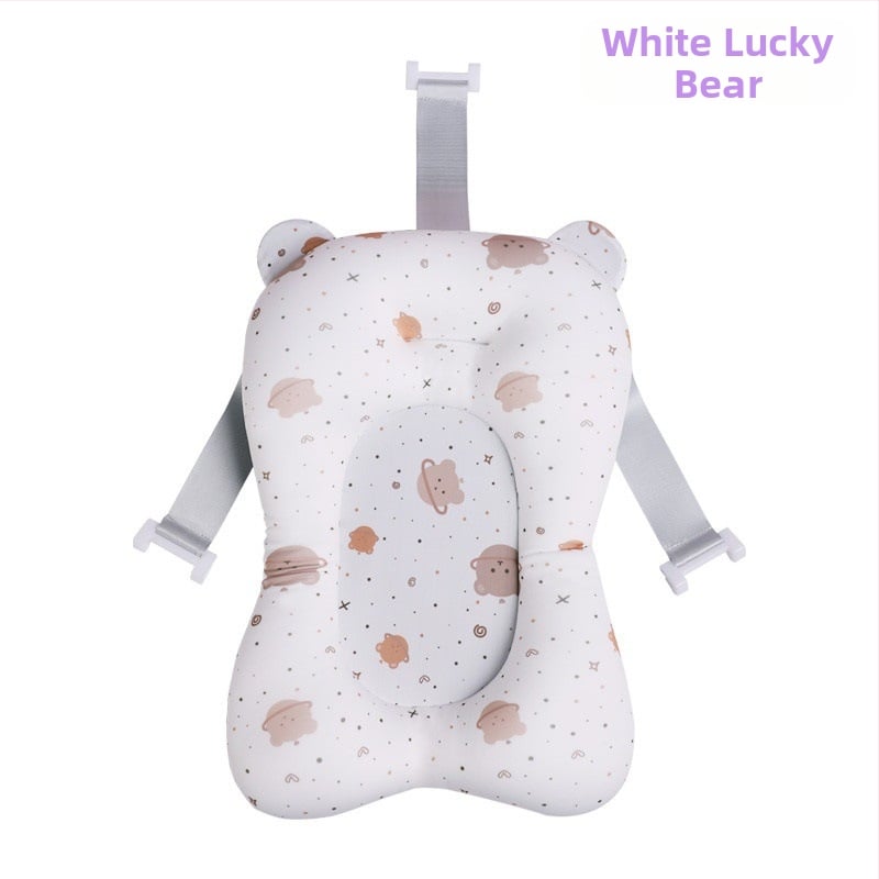 Kūdikio vonios kilimėlis su rėminiu tinklu; medžiaga: keturių krypčių elastinis audinys + tinklas + poliesterio užpildas + PE kabliukas; tinka sėdėjimui ir gulėjimui