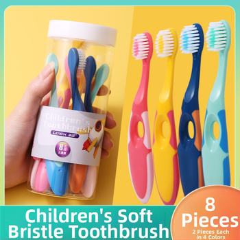 Le tooth детска четка за зъби, комплект от 8 броя, за деца на възраст 3–12 години, меки влакна