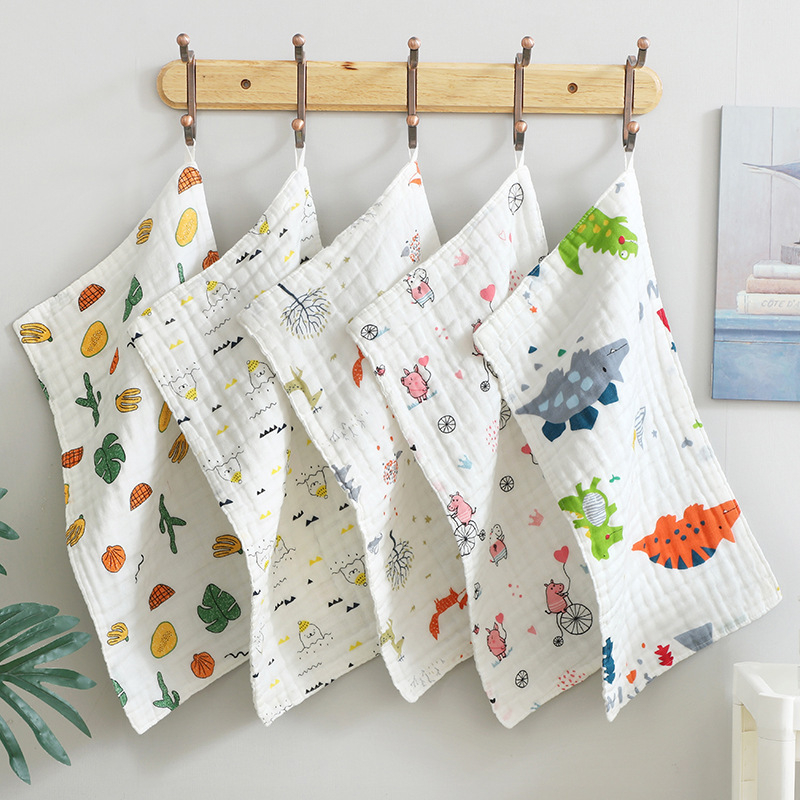 Chun Rui gauzinis kūdikio veido rankšluostis, šeši sluoksniai didelio tankio spausdinimas, 40s siūlai, 50–80 g, 90% medvilnė